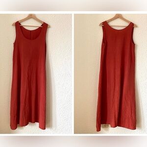 Hackwith Design House Reversible Scoop Dress in red linen